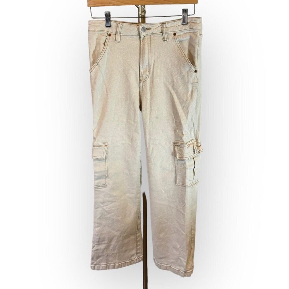 S.O.N.G Cargo Street Jean Stretch Cotton in Cream w/ Tan Hem Womens 11/30